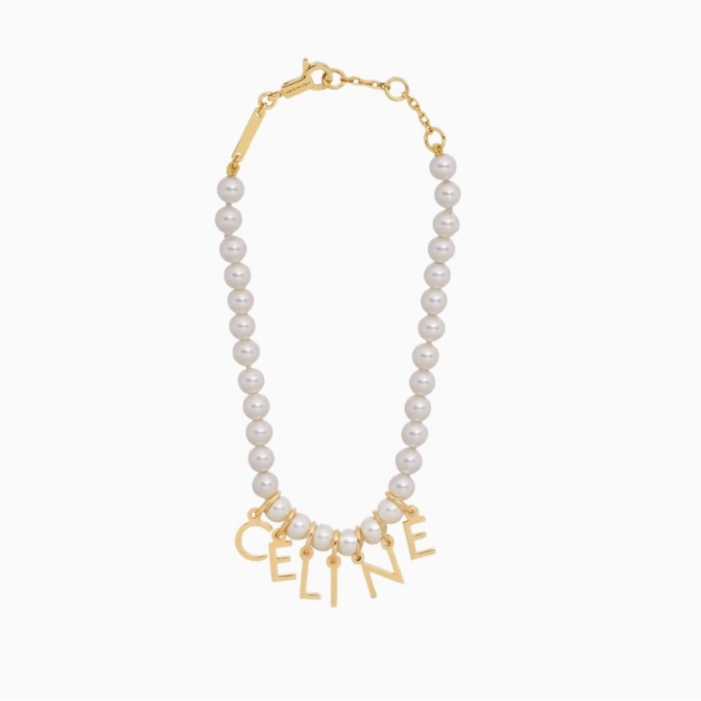 Celine Glass Pearl & Brass Bracelet NWT